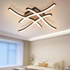 NETTLIFE plafonnier LED 24W bois 3000K blanc chaud design moderne métal noir