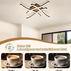 NETTLIFE plafonnier LED 24W bois 3000K blanc chaud design moderne métal noir