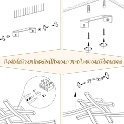 NETTLIFE plafonnier LED 24W bois 3000K blanc chaud design moderne métal noir