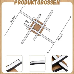 NETTLIFE plafonnier LED 24W bois 3000K blanc chaud design moderne métal noir