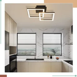 NETTLIFE Plafonnier LED 24W Noir Design Moderne Blanc Chaud Carré pour Salon Chambre Cuisine Couloir