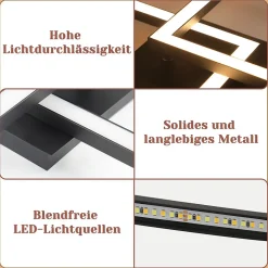 NETTLIFE Plafonnier LED 24W Noir Design Moderne Blanc Chaud Carré pour Salon Chambre Cuisine Couloir