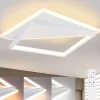 NETTLIFE Plafonnier LED 40W moderne lampes salon chambre dimmable avec télécommande blanc design cuisine lampe pour couloir