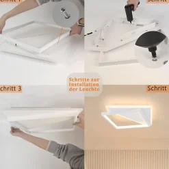 NETTLIFE Plafonnier LED 40W moderne lampes salon chambre dimmable avec télécommande blanc design cuisine lampe pour couloir