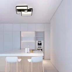 NETTLIFE plafonnier LED 35W noir lampe de salon dimmable avec télécommande design moderne lampe de table à manger lampe de bureau