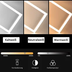 NETTLIFE Plafonnier LED 48W Lampe de Salon Dimmable avec Télécommande Design Moderne Chambre Blanc pour Cuisine Couloir Bureau