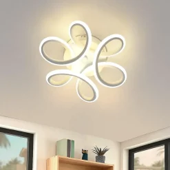 NETTLIFE Plafonnier LED 17W, 3000K 27x12cm Petite Lampe de Couloir Moderne Blanc Chaud Blanc Géométrie Design pour Studio Entrée