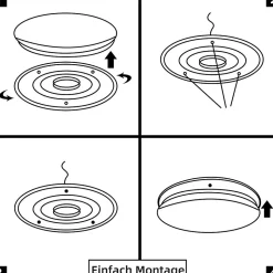 NETTLIFE Plafonnier LED 36W, 3000K-6000K, 41,5x41,5x7,5 cm Dimmable Noir avec Télécommande Rond Moderne pour Cuisine Couloir