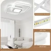 NETTLIFE Plafonnier LED 48W Métal Blanc Dimmable Moderne avec Télécommande pour Chambre Salon Cuisine Salle à Manger