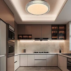 NETTLIFE Plafonnier LEDavec télécommande à intensité variable 18W, diamètre 30cm, ciel étoilé en cristal moderne,