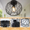 NETTLIFE Plafonnier noir lampe de salle à manger cage grille vintage E27 spot de plafond en métal