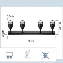 NETTLIFE Plafonnier Noir Moderne: 4 Spots Métal GU10, Orientables,Pour Chambre,Salle à Manger, Ampoules Non Incluses