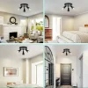 NETTLIFE Plafonnier noir moderne : 3 spots de plafond orientables en métal, plafonnier GU10, pour chambre, sans ampoule