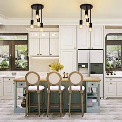 NETTLIFE Plafonnier plafonnier vintage noir 4 ampoules E27 rétro métal industriel Sans ampoules