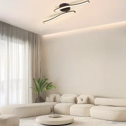 NETTLIFE Plafonnier salon LED plafonnier chambre moderne noir 12W 3000K intérieur blanc chaud