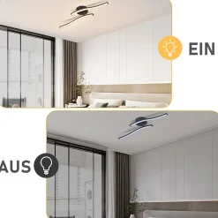 NETTLIFE Plafonnier salon LED plafonnier chambre moderne noir 12W 3000K intérieur blanc chaud