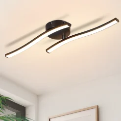 NETTLIFE Plafonnier salon LED plafonnier chambre moderne noir 12W 3000K intérieur blanc chaud