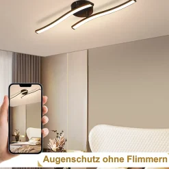 NETTLIFE Plafonnier salon LED plafonnier chambre moderne noir 12W 3000K intérieur blanc chaud