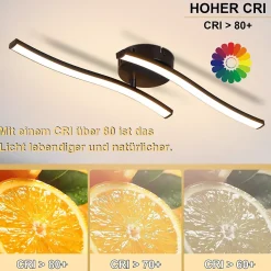 NETTLIFE Plafonnier salon LED plafonnier chambre moderne noir 12W 3000K intérieur blanc chaud