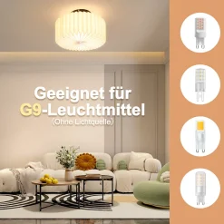 NETTLIFE Plafonnier salon plafonnier vintage - lampe de cuisine blanche abat-jour papier design industriel G9