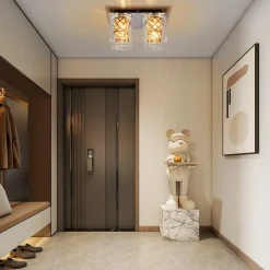 NETTLIFE Plafonnier Salon Moderne Cristaux G9 Avec Abat-jour En Verre Lampe De Chambre