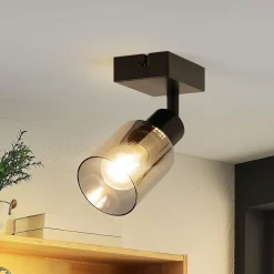 NETTLIFE Plafonnier Spot 1 Flamme Noir Industriel E14 Plafonnier Pour Salon