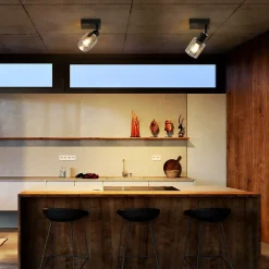 NETTLIFE Plafonnier Spot 1 Flamme Noir Industriel E14 Plafonnier Pour Salon