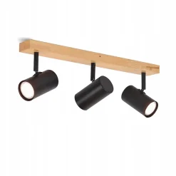 NETTLIFE Plafonnier Spot de plafond Noir 3 flamme GU10 Bois moderne rétro Métal réglables Sans ampoules