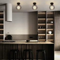 NETTLIFE Plafonnier vintage plafonnier 2 lampes de couloir rétro noir E27 max.40W Sans ampoules