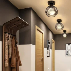 NETTLIFE Plafonnier vintage plafonnier 2 lampes de couloir rétro noir E27 max.40W Sans ampoules