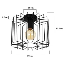 NETTLIFE Plafonnier Vintage E27 Lustre Cage Noire 27CM Lampe de Couloir Rétro en Métal