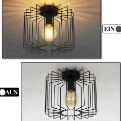 NETTLIFE Plafonnier Vintage E27 Lustre Cage Noire 27CM Lampe de Couloir Rétro en Métal