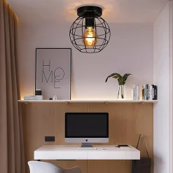 NETTLIFE Plafonnier Vintage en métal Industriel Lampe de Couloir Noir E27 Abat-Jour Lampe d'escalier rétro pour Chambre Salon