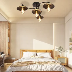 NETTLIFE Plafonnier Vintage E27 Rétro Noir Lampe Industrielle Couloir Lampe Intérieur Chambre Lampe Salle à Manger Éclairage