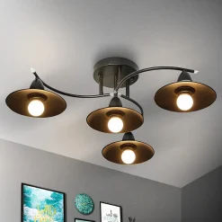 NETTLIFE Plafonnier Vintage E27 Rétro Noir Lampe Industrielle Couloir Lampe Intérieur Chambre Lampe Salle à Manger Éclairage