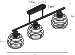 NETTLIFE Plafonnier Vintage Rétro 25W E27 Lampe Industrielle Lampe Design Noire pour Salon Salle à Manger Salle d'étude