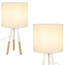 Nettlife Set de 1 lampe de table moderne, abat-jour en tissu, E27, max. 40W, blanc