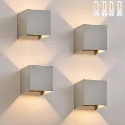 NETTLIFE Set de 4 Lampes Murales LED Ext, Blanc Chaud IP65, Anthracite, pour Maison, Cage d Escalier