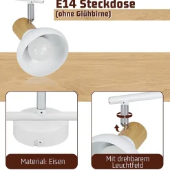 NETTLIFE Spot de plafond vintage E14 intérieur industriel abat-jour en fer orientable sans ampoule