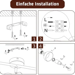 NETTLIFE Spot de plafond vintage E14 intérieur industriel abat-jour en fer orientable sans ampoule
