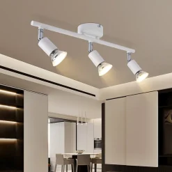 NETTLIFE Spot de plafond LED 3 ampoules plafonnier - plafonnier d'intérieur GU10 blanc chaud moderne