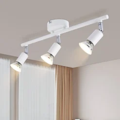 NETTLIFE Spot de plafond LED 3 ampoules plafonnier - plafonnier d'intérieur GU10 blanc chaud moderne
