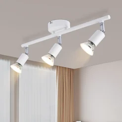 NETTLIFE Spot de plafond LED 3 ampoules plafonnier - plafonnier d'intérieur GU10 blanc chaud moderne