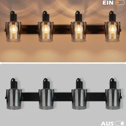 NETTLIFE Spot de plafond noirs 4 ampoules Plafonnier industriel vintage E14