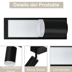 NETTLIFE Spot de plafond 1 ampoule GU10 chambre 3000k 20W lampe de cuisine noir blanc chaud orientable