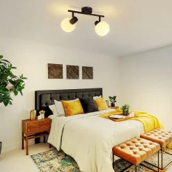 NETTLIFE Spot de plafond noir E14 intérieur vintage abat-jour en verre spot