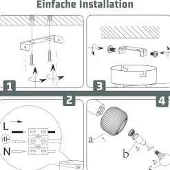 NETTLIFE Spot de plafond noir E14 intérieur vintage abat-jour en verre spot