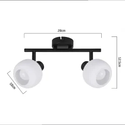 NETTLIFE Spot de plafond noir E14 intérieur vintage abat-jour en verre spot