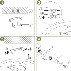 NETTLIFE Spot de plafond 3 flammes E14 plafonnier vintage orientable pour couloir salon