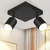 NETTLIFE Spot de plafond salon 2 ampoules noir GU10 plafonnier pivotant spot intérieur moderne pour chambre cuisine